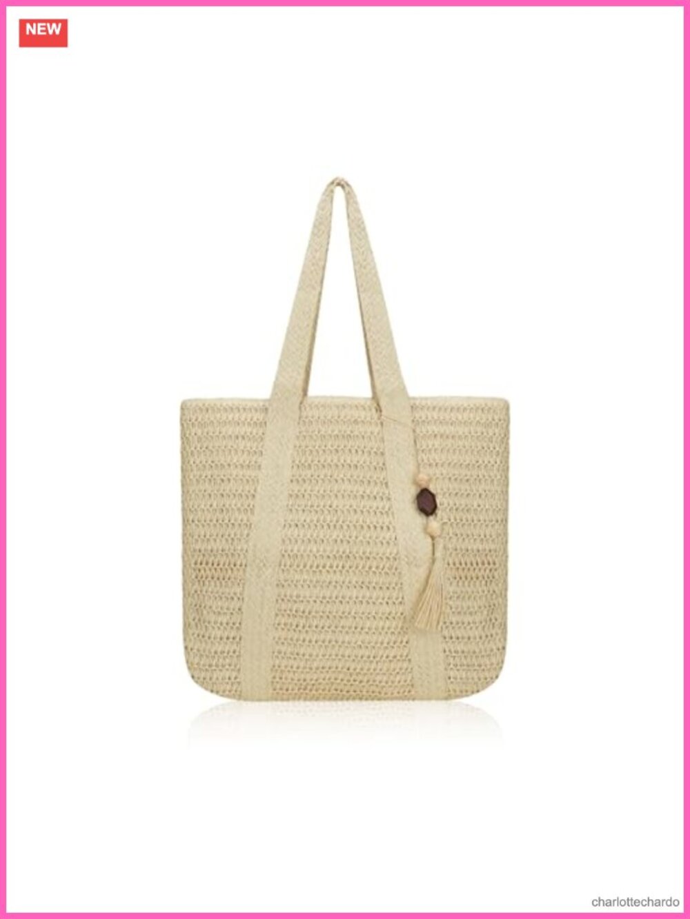 Woven Straw Tote Bag for Women, Shoulder Bag with Zipper, Large Beach Bag,
